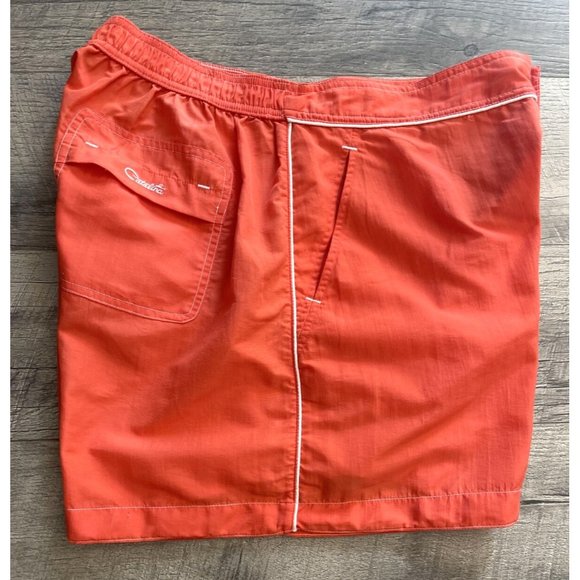 Catalina Shorts Womens Large Orange Nylon Swim Trunks Elastic Pockets Piping VTG - Picture 4 of 14